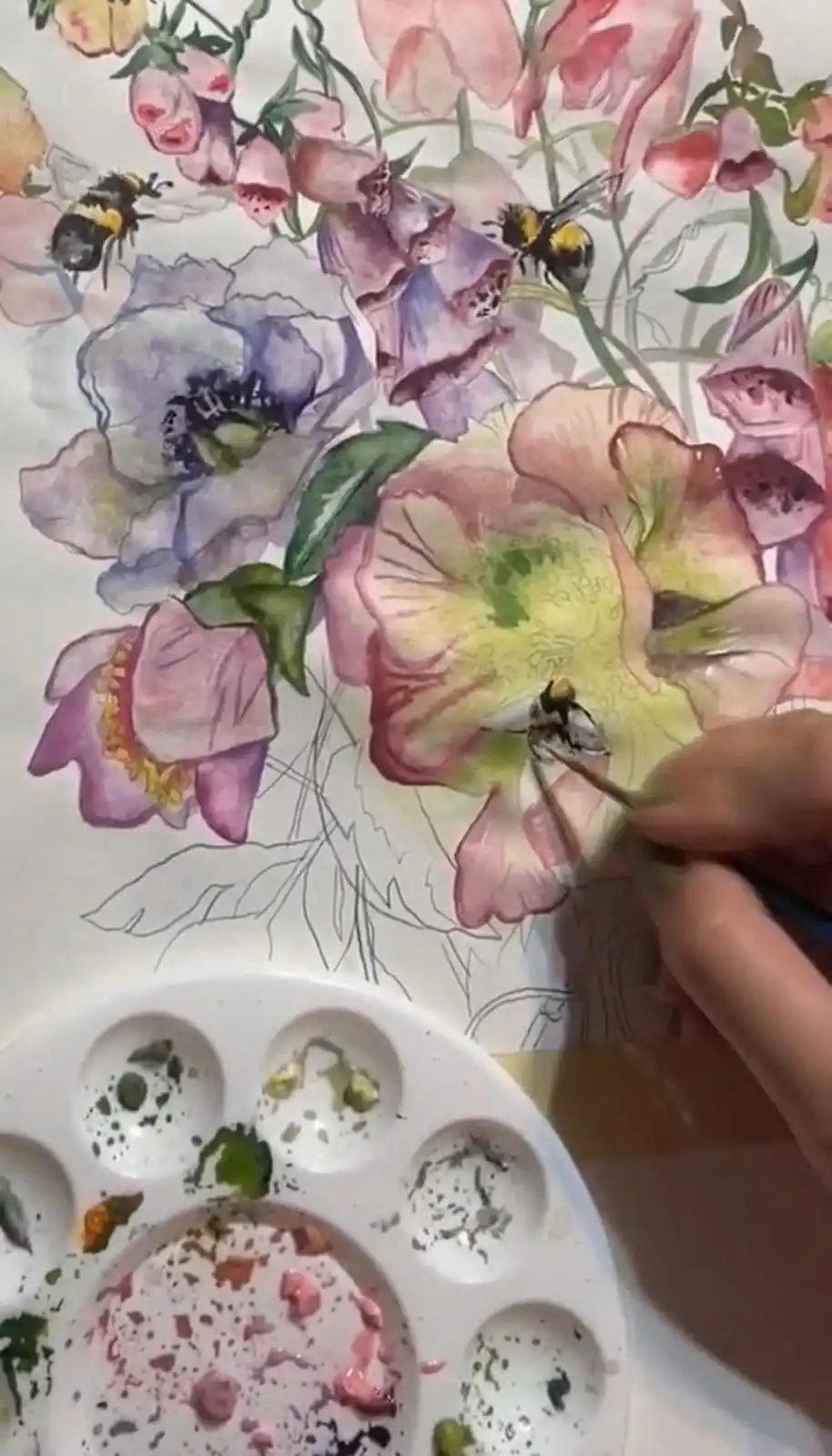 Students working on art projects
